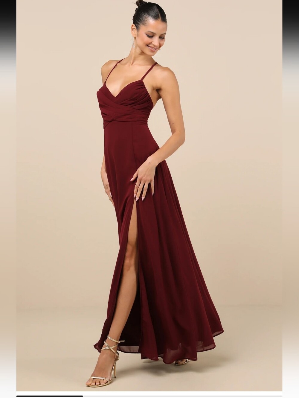 Lulus Event Ready Burgundy Backless Lace Up  Maxi Dress Size 3X New - Picture 2 of 8
